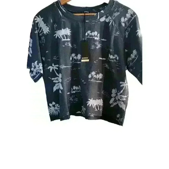 Monrow Hawaiian Vintage Raglan Top Womens Size Small Short Sleeve Crewneck - Picture 1 of 8